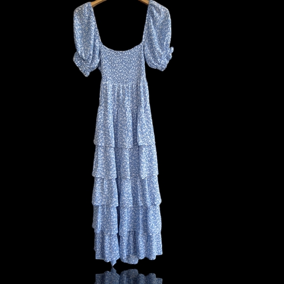 KIVARI - BLUE FLORA TIE BACK MAXI DRESS4 - Picture 2 of 8
